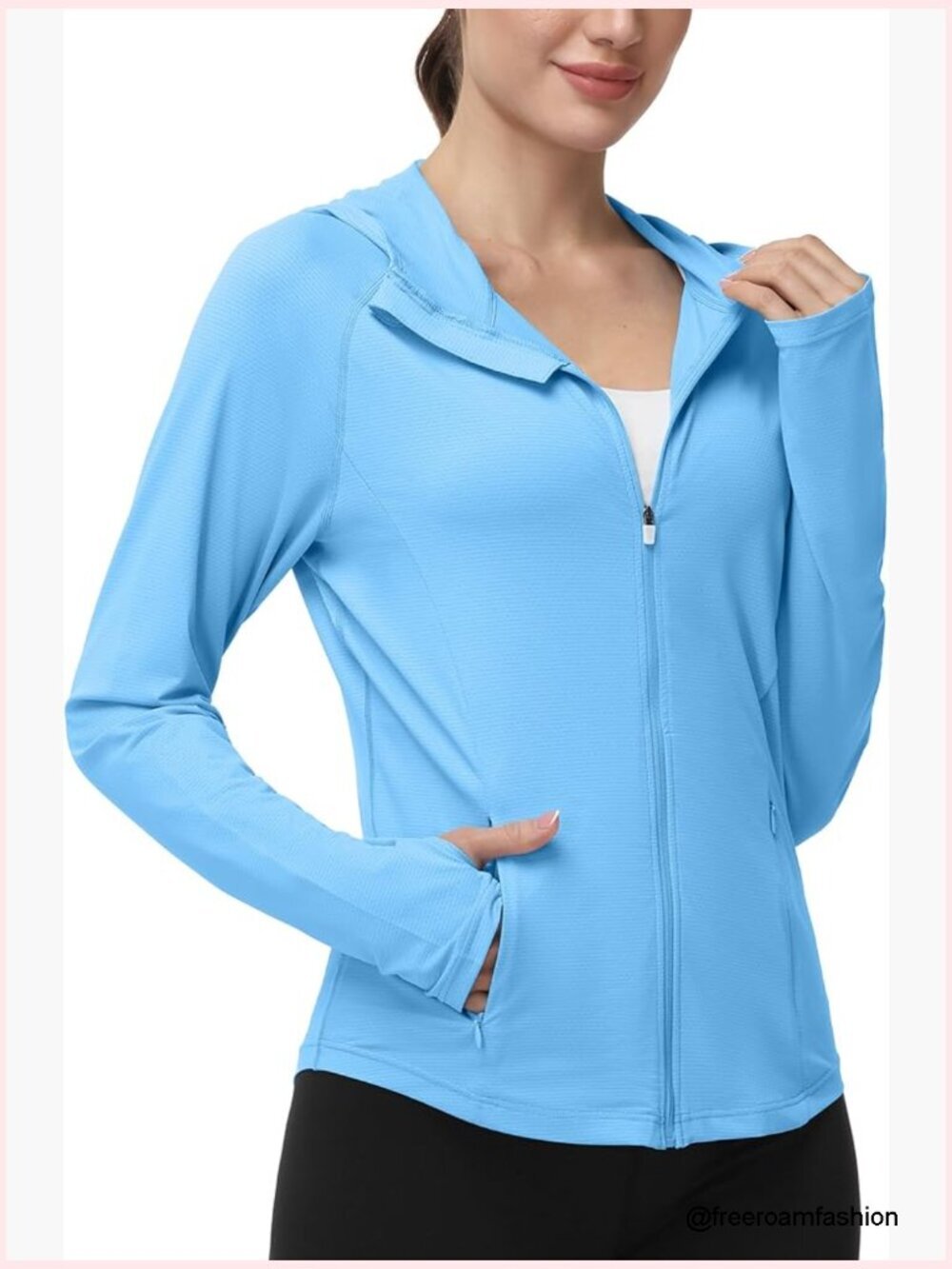 UPF 50+ Sun Protection Hoodie Lightweight Full Zip Workout Shirt